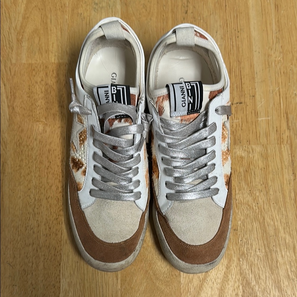 Ganni Sneakers with Silver and Tan Details
